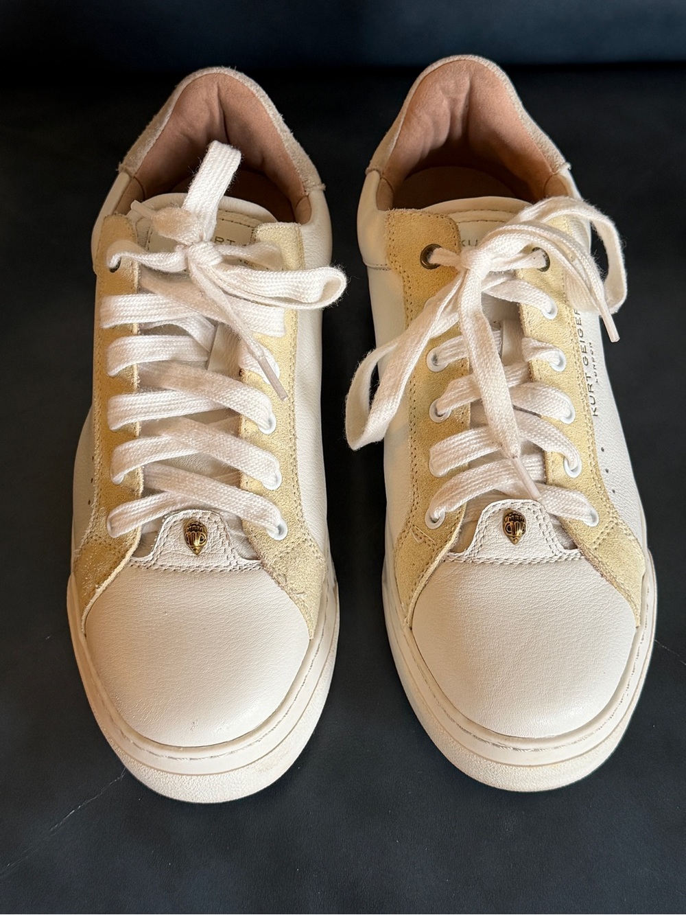 Kurt Geiger London Sneakers Womens 5 Cream Leather Suede Lace Up Platform
